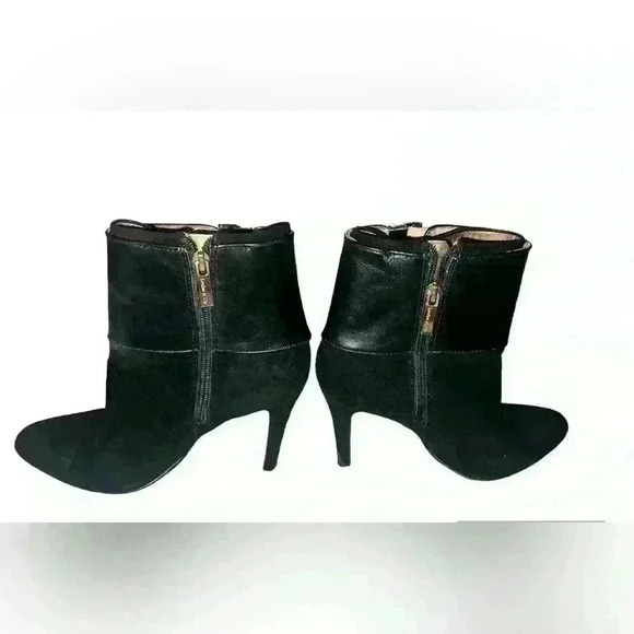 LOUISE ET CIE BUCKLE HIGH Cone HEEL Ankle BOOTIE Black Sz 9.5 Biker Mob Wife - Picture 3 of 7